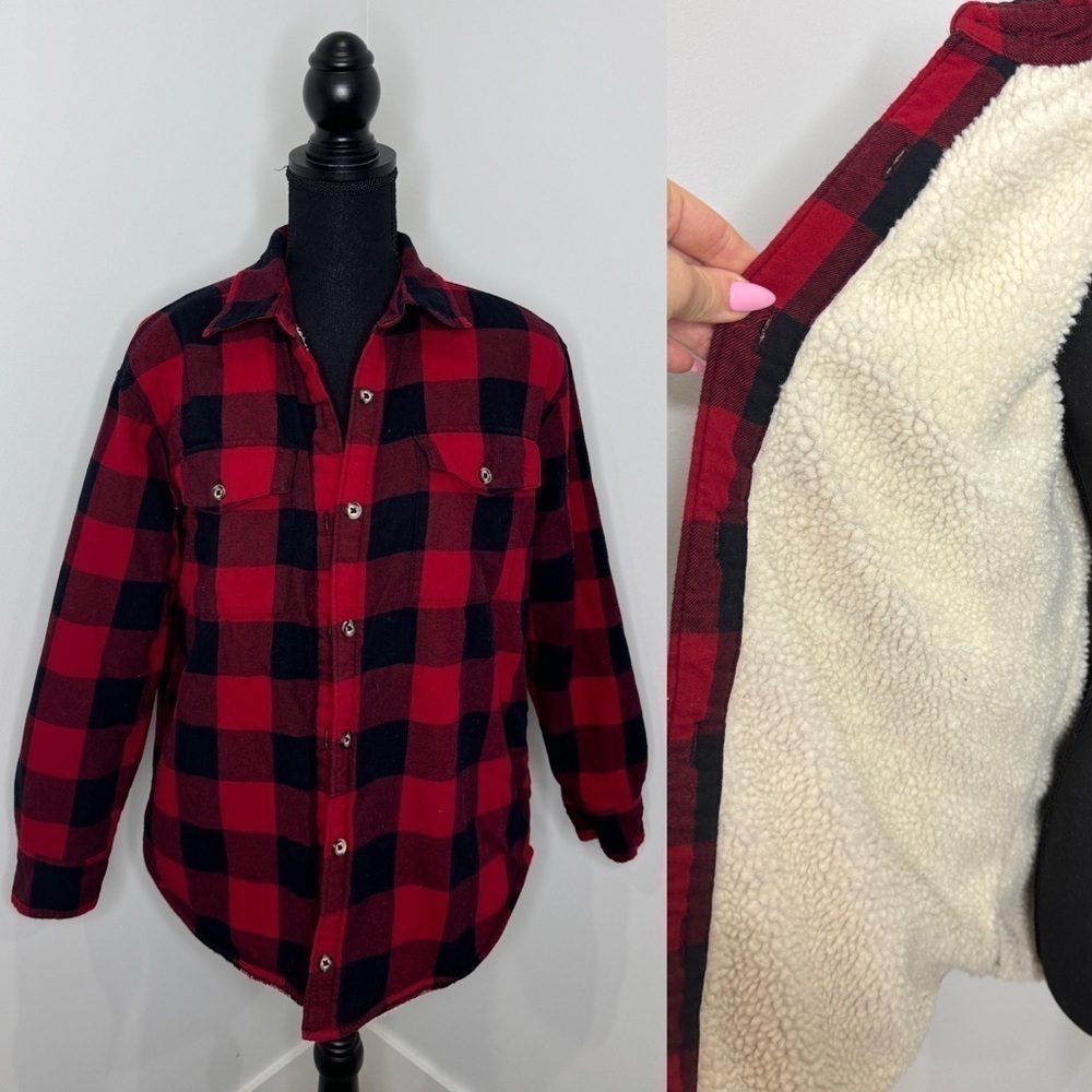 Natural Reflections Plaid Women’s Plush Lined Button Up Jacket with Pockets (S)